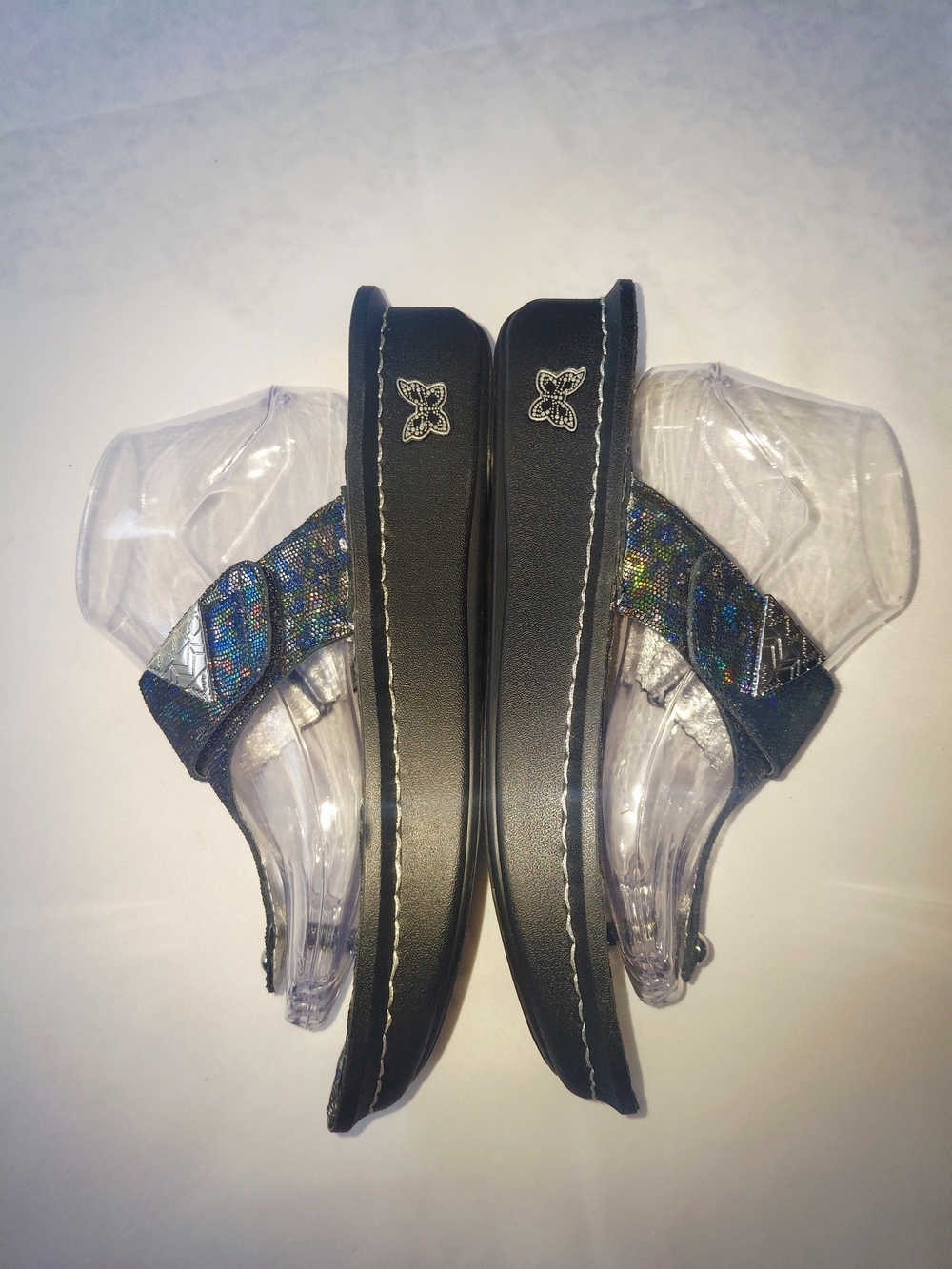 EUC Sz EU 39. Sz 9 US Alegria Thong Iridescent T-Strap Sandals - Blue Shimmer - Picture 5 of 11